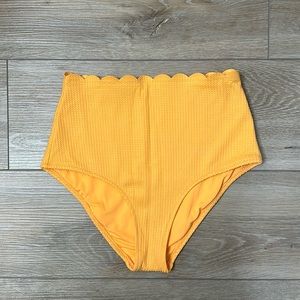 Scalloped high-waisted swim bottoms